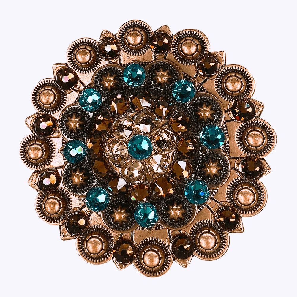 Teal Champagne & Topaz Copper Berry Jacket European Crystal - RODEO DRIVE