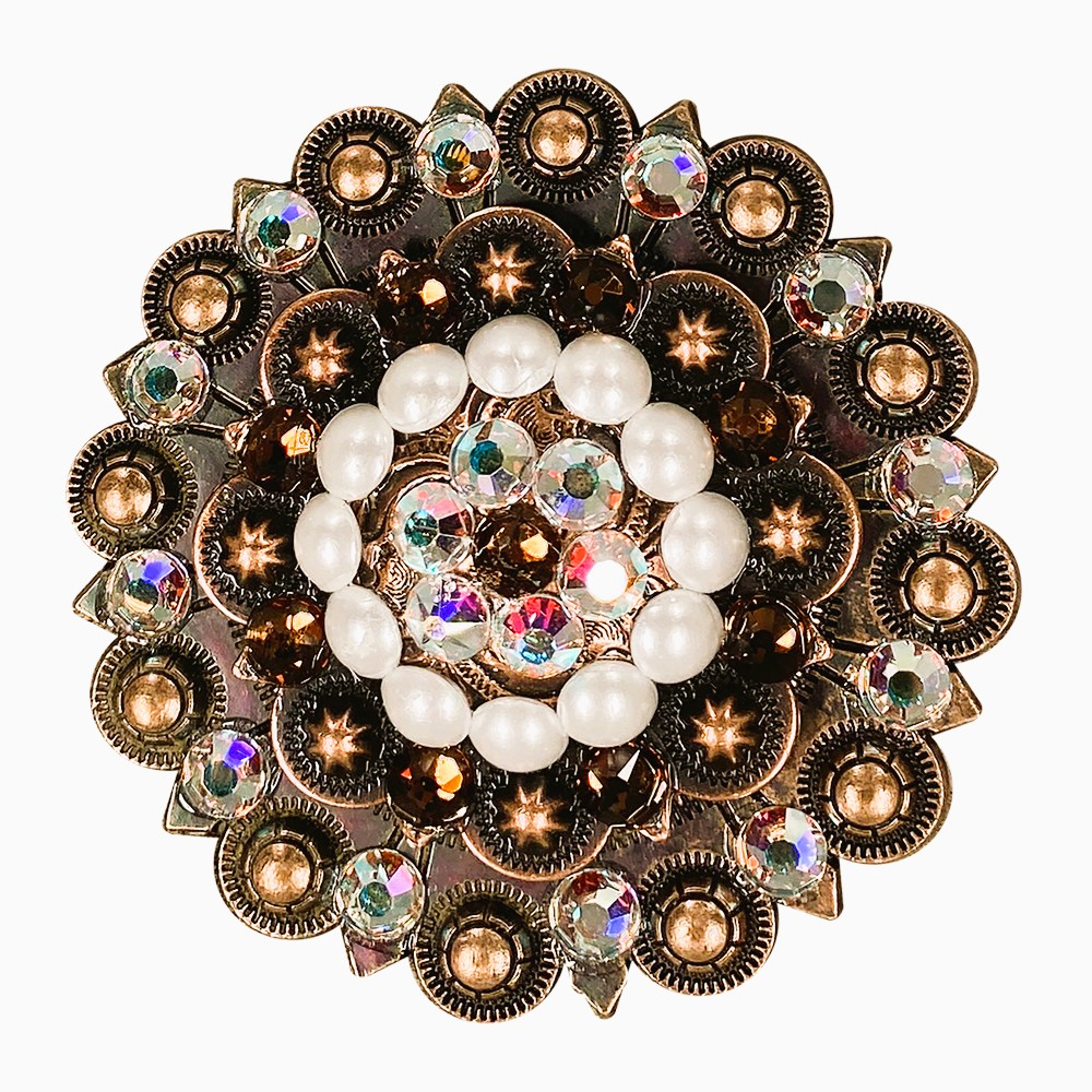 Copper Topaz - AB - Pearl - Crystal Conchos Sizes from 1"-3" and Buckles