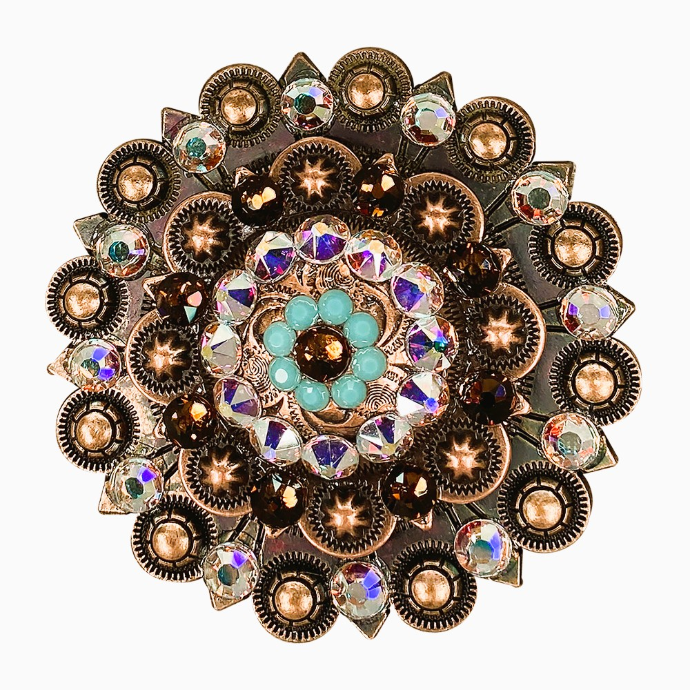 Copper Topaz - Turquoise - AB - Crystal Conchos Sizes from 1"-3" and Buckles