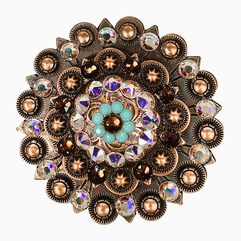 Topaz Turquoise & AB Copper Berry Jacket European Crystal - RODEO DRIVE