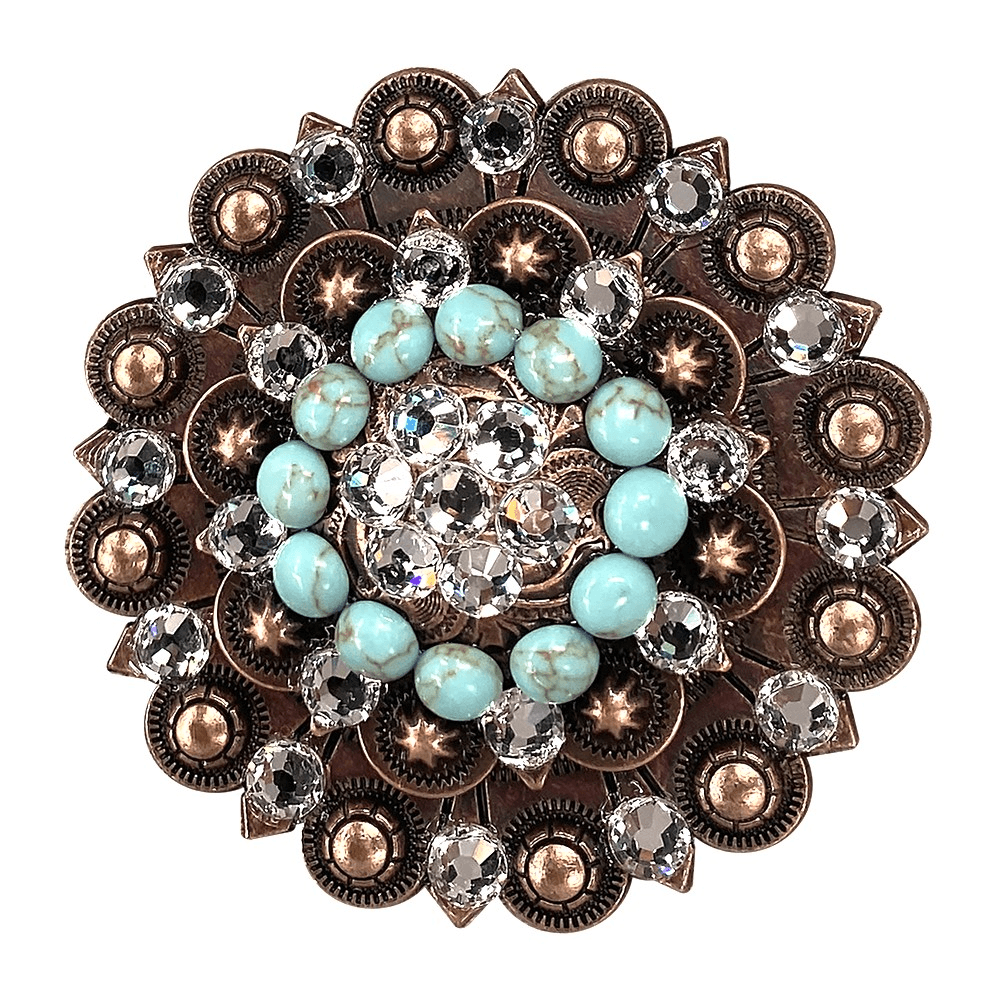 Fashion Turquoise & Clear Copper Berry Jacket European Crystal Concho - RODEO DRIVE