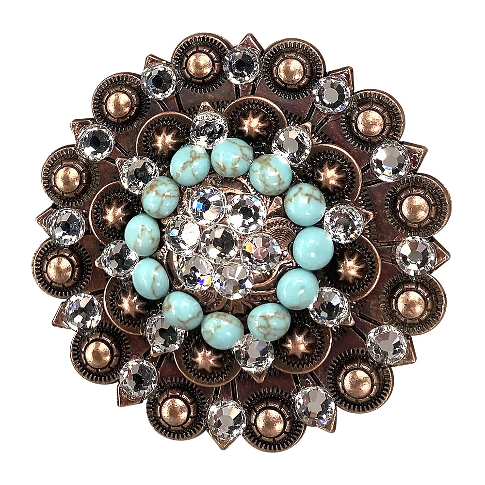 Copper Turquoise - Clear - Crystal Conchos Sizes from 1