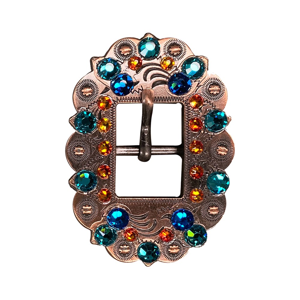 Copper Capri - Fire Opal - Teal - Crystal Conchos Sizes from 1"-3" and Buckles