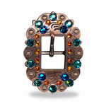 Copper Capri - Fire Opal - Teal Crystal Conchos | Sizes 1"- 3" | Buckles | Saddle Set | Leather Rosettes | Slide