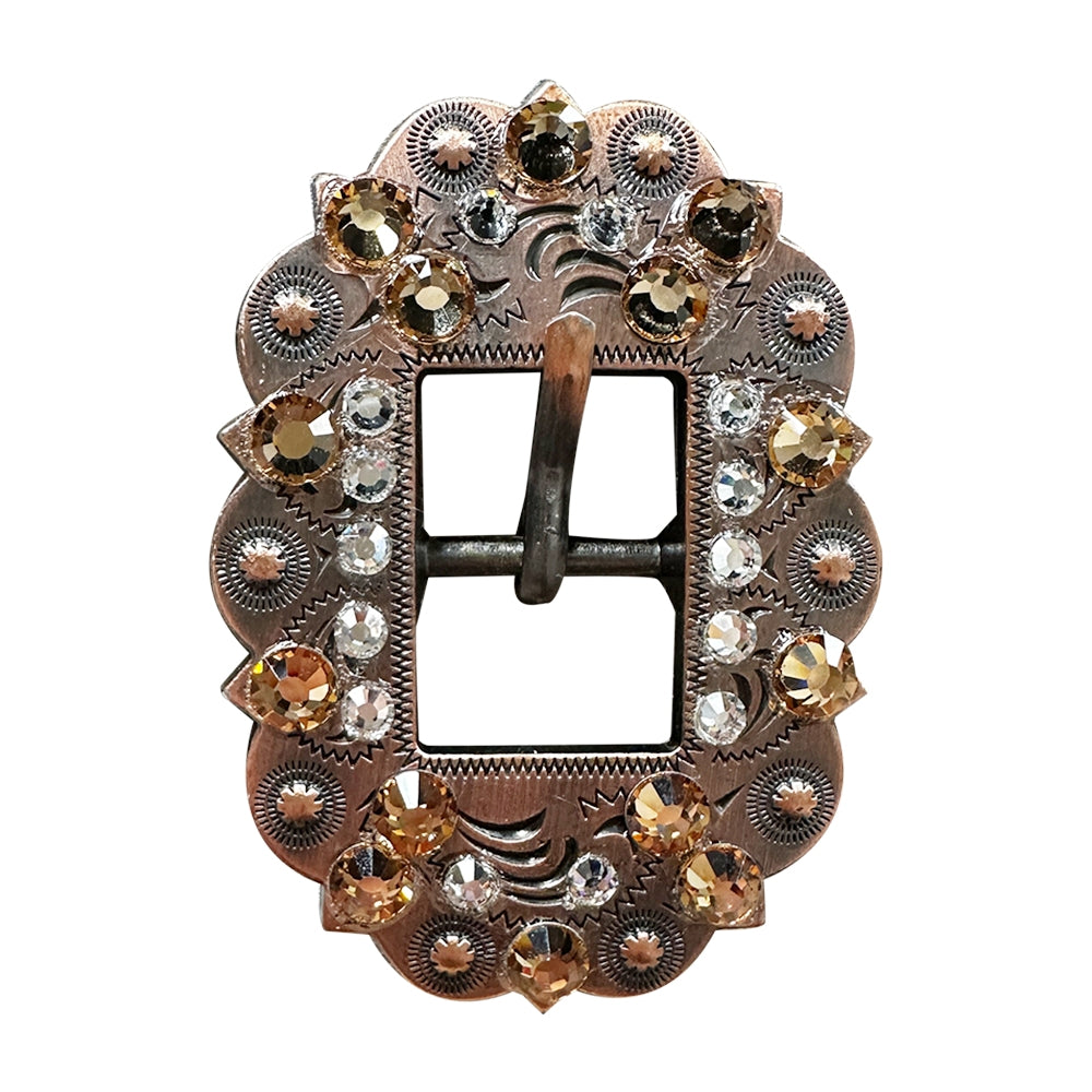 Copper Champagne, Clear Crystal Conchos Sizes from 1"-3" and Buckles