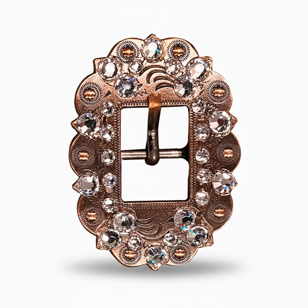 Copper Clear Crystal Conchos | Sizes 1"- 3" | Buckles | Saddle Set | Leather Rosettes | Slide