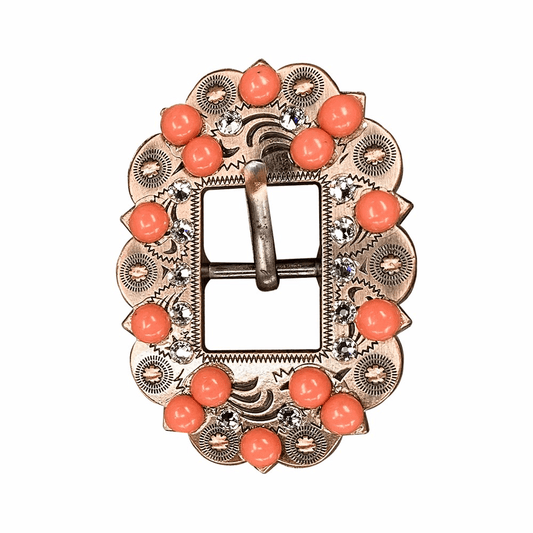 Fashion Coral & Clear Copper European Crystal Cart Buckle - RODEO DRIVE