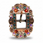 Copper Fire Opal - Teal - AB Crystal Conchos | Sizes 1"- 3" | Buckles | Saddle Set | Leather Rosettes | Slide