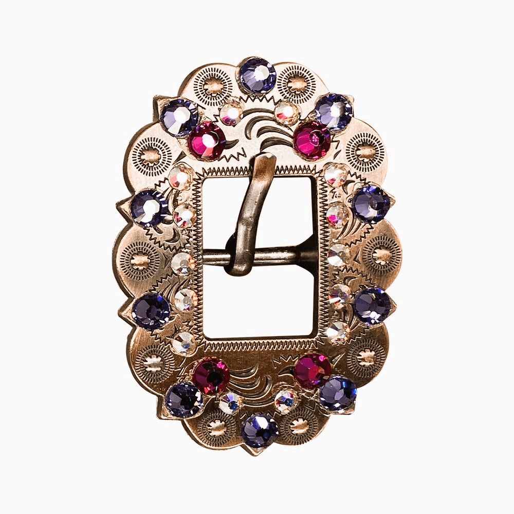 Fuchsia, AB & Lilac Copper European Crystal Cart Buckle - RODEO DRIVE