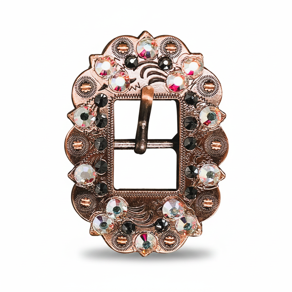 Copper Jet - AB Crystal Conchos | Sizes 1"- 3" | Buckles | Saddle Set | Leather Rosettes | Slide