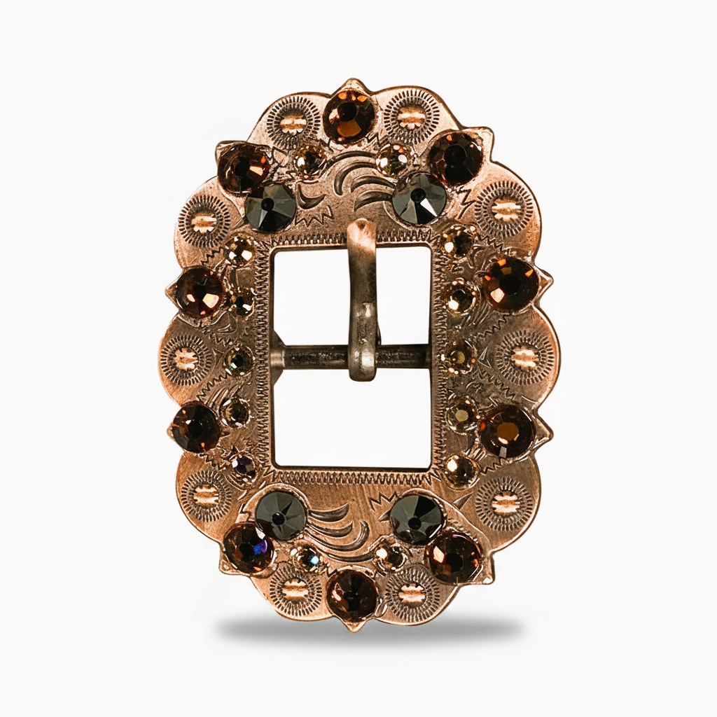 Copper Jet - Champagne - Topaz Crystal Conchos | Sizes 1"- 3" | Buckles | Saddle Set | Leather Rosettes | Slide