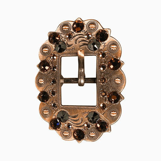 Jet Champagne & Topaz Copper European Crystal Cart Buckle - RODEO DRIVE