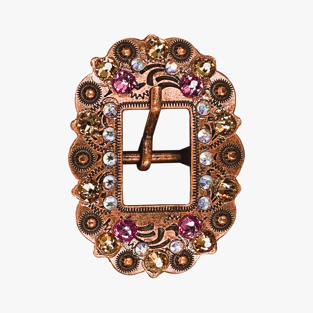 Copper Pink - AB - Champagne - Crystal Conchos Sizes from 1"-3" and Buckles