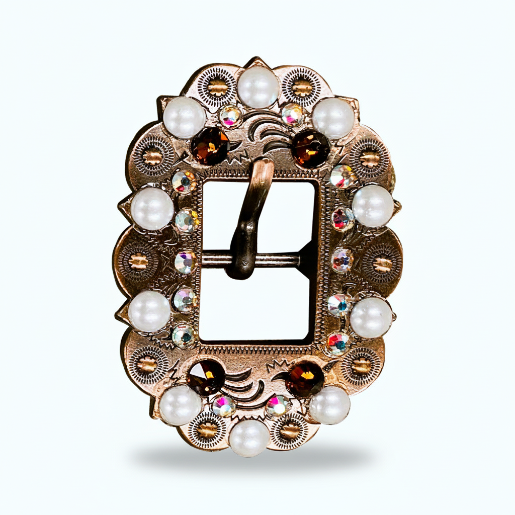 Copper Topaz - AB - Pearl Crystal Conchos | Sizes 1"- 3" | Buckles | Saddle Set | Leather Rosettes | Slide