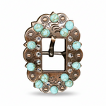 Copper Turquoise - Clear Crystal Conchos | Sizes 1"- 3" | Buckles | Saddle Set | Leather Rosettes | Slide