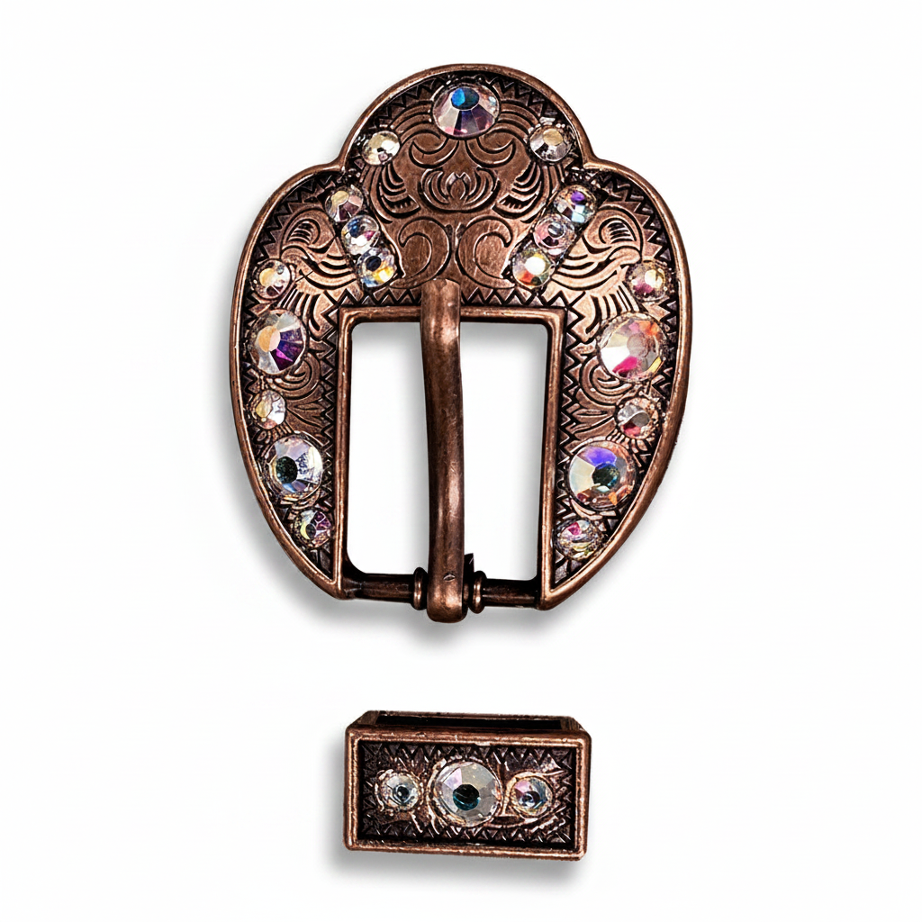 Copper AB Crystal Conchos | Sizes 1"- 3" | Buckles | Saddle Set | Leather Rosettes | Slide