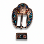Copper Capri - Fire Opal - Teal Crystal Conchos | Sizes 1"- 3" | Buckles | Saddle Set | Leather Rosettes | Slide
