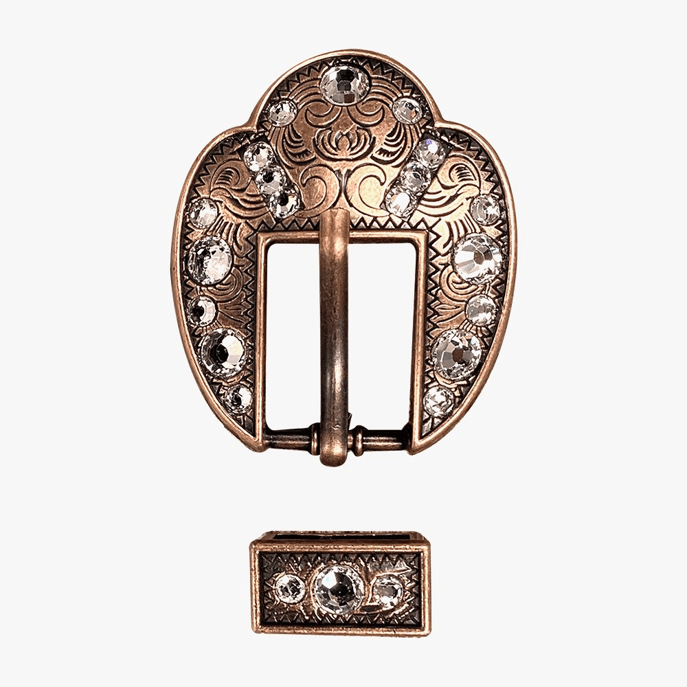 Clear Copper European Crystal Fancy Buckle - RODEO DRIVE