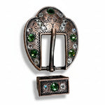 Copper Fern - Clear Crystal Conchos | Sizes 1"- 3" | Buckles | Saddle Set | Leather Rosettes | Slide
