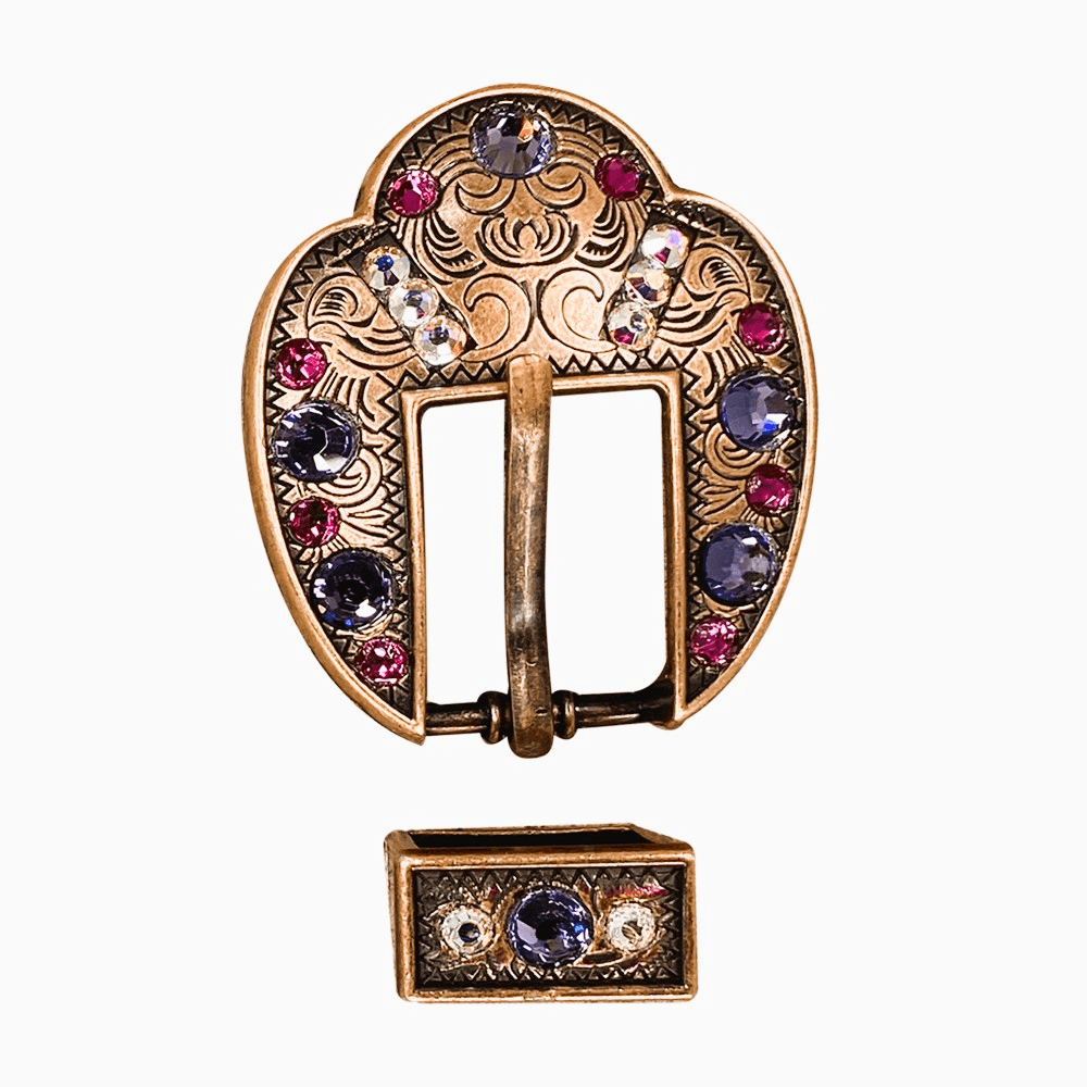 Fuchsia, AB & Lilac Copper European Crystal Fancy Buckle - RODEO DRIVE