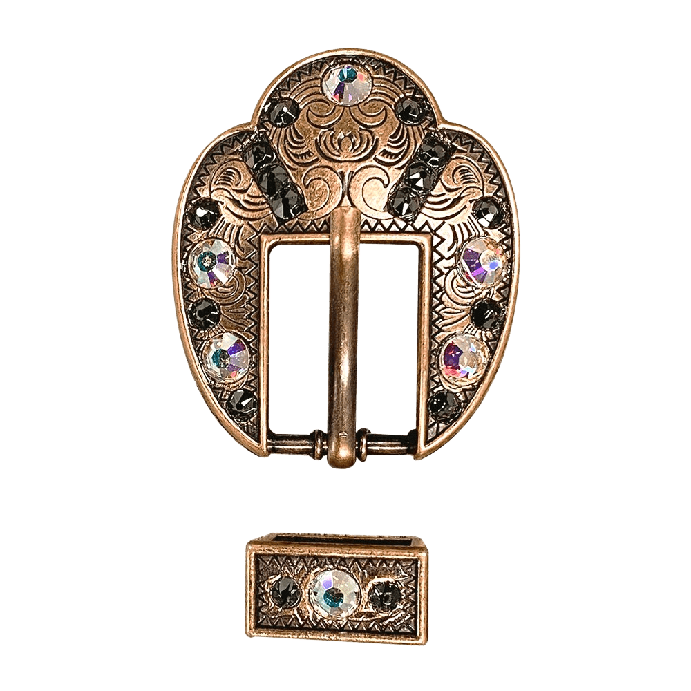 AB & Jet Copper European Crystal Fancy Buckle - RODEO DRIVE