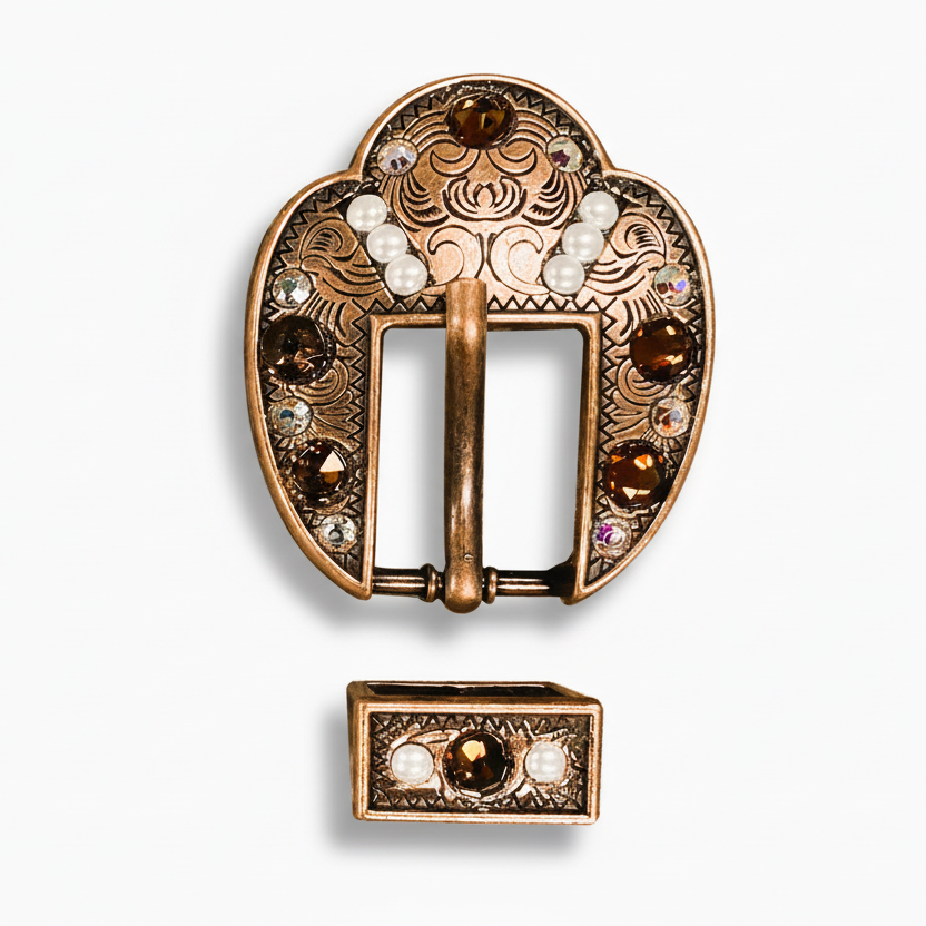 Copper Topaz - AB - Pearl Crystal Conchos | Sizes 1"- 3" | Buckles | Saddle Set | Leather Rosettes | Slide