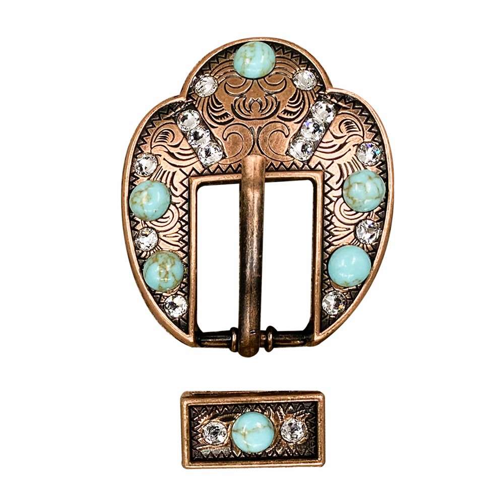 Copper Turquoise - Clear - Crystal Conchos Sizes from 1