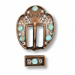 Copper Turquoise - Clear Crystal Conchos | Sizes 1"- 3" | Buckles | Saddle Set | Leather Rosettes | Slide