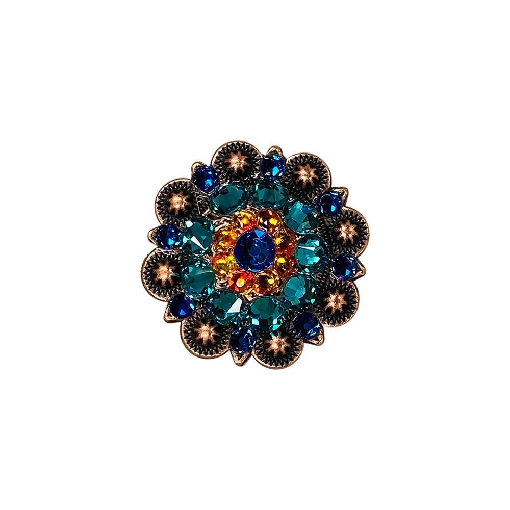 Copper Capri - Fire Opal - Teal - Crystal Conchos Sizes from 1"-3" and Buckles