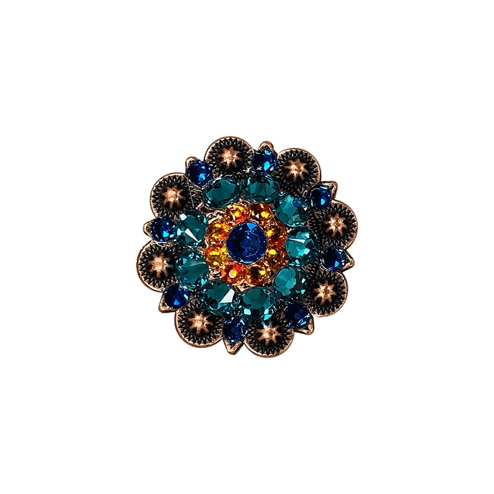 Capri Fire Opal & Teal Copper 1.5" European Crystal Concho - RODEO DRIVE