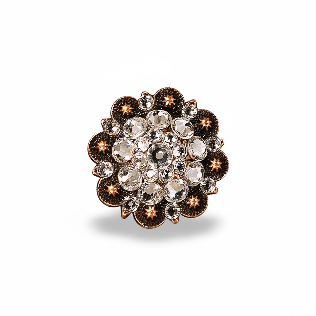 Copper Clear Crystal Conchos | Sizes 1"- 3" | Buckles | Saddle Set | Leather Rosettes | Slide