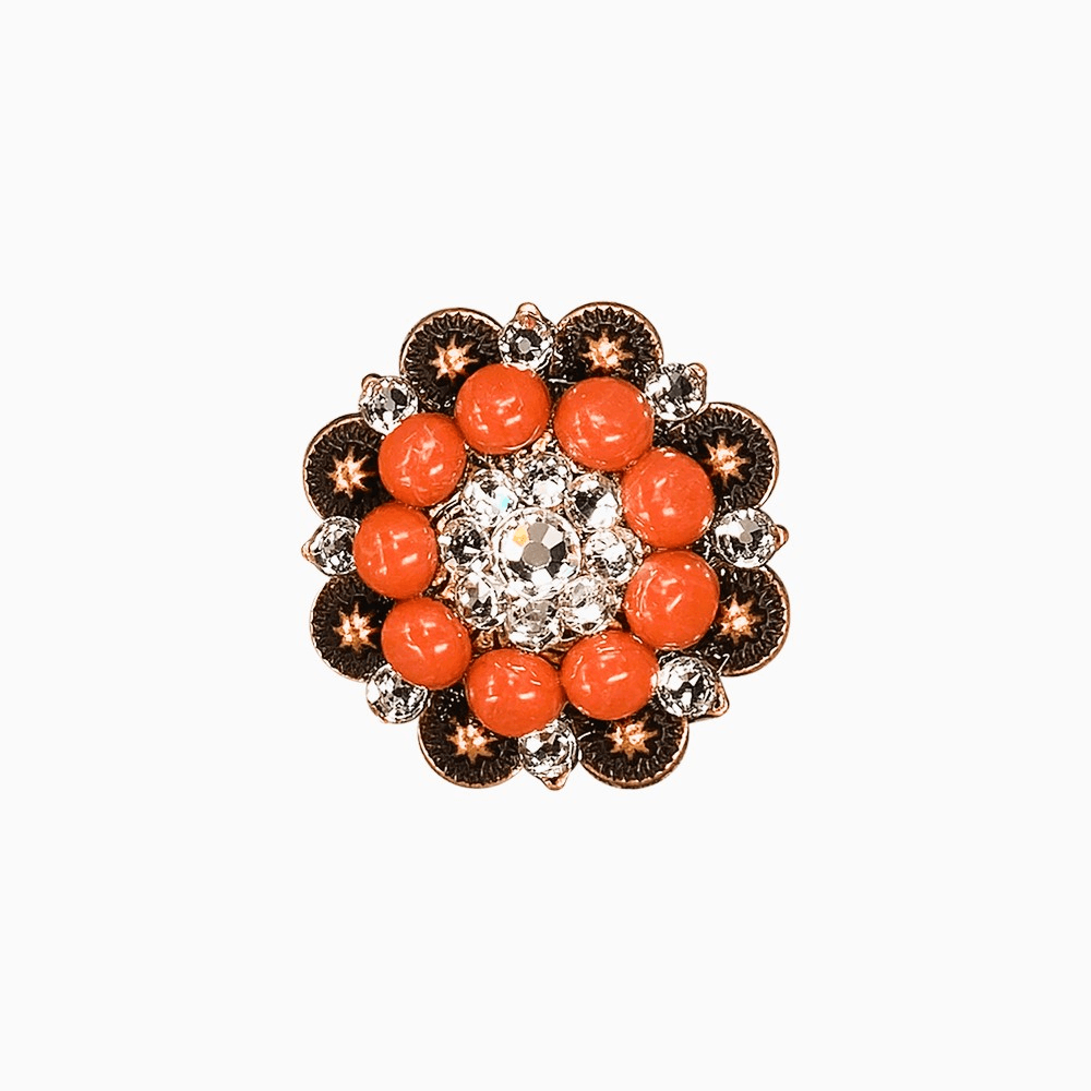 Fashion Coral & Clear Copper 1.5" European Crystal Concho - RODEO DRIVE