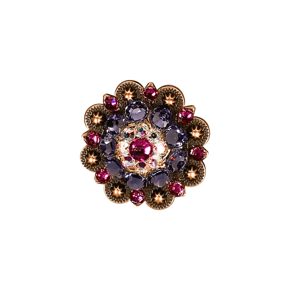 Fuchsia, AB & Lilac Copper 1.5" European Crystal Concho - RODEO DRIVE