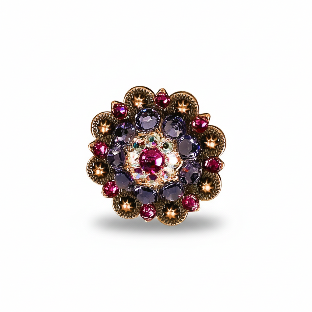 Copper Fuchsia - AB - Lilac Crystal Conchos | Sizes 1"- 3" | Buckles | Saddle Set | Leather Rosettes | Slide