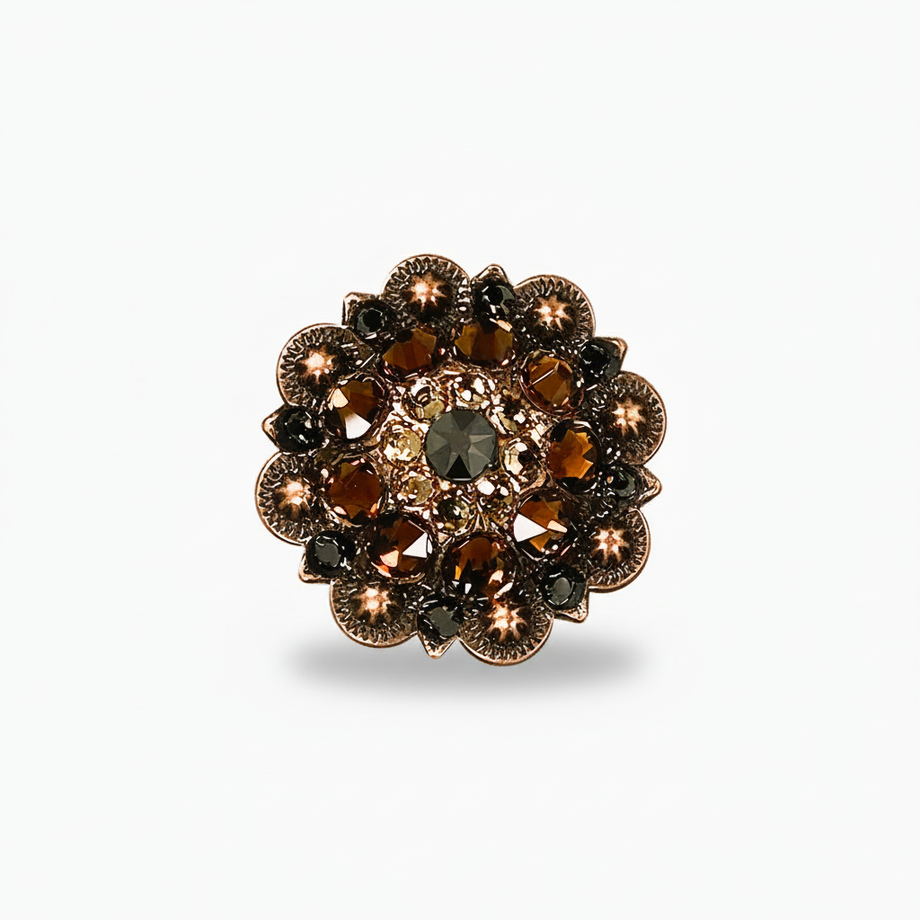 Copper Jet - Champagne - Topaz Crystal Conchos | Sizes 1"- 3" | Buckles | Saddle Set | Leather Rosettes | Slide