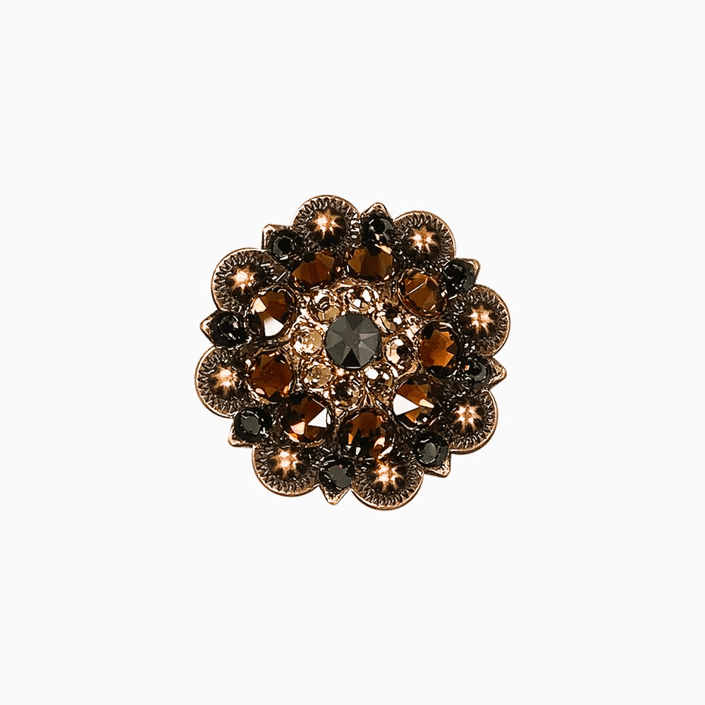 Jet Champagne & Topaz Copper 1.5" European Crystal Concho - RODEO DRIVE