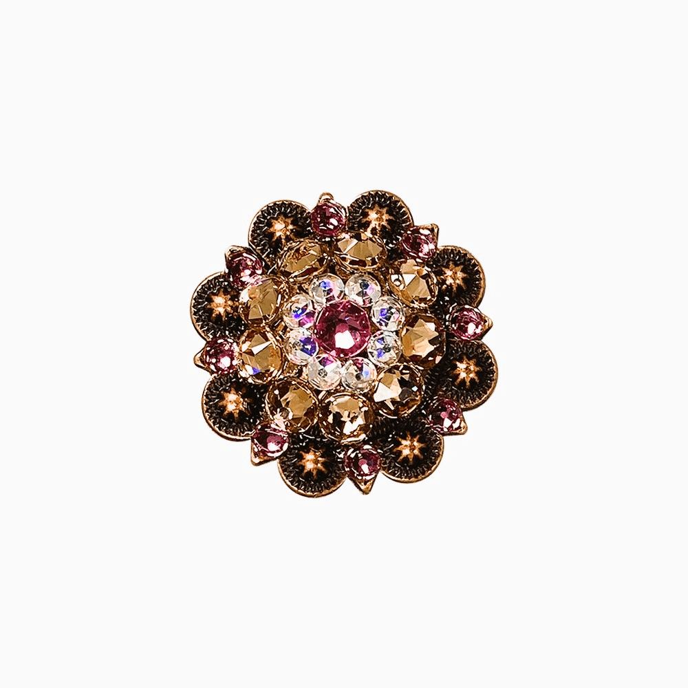 Pink Champagne & AB Copper 1.5" European Crystal Concho - RODEO DRIVE