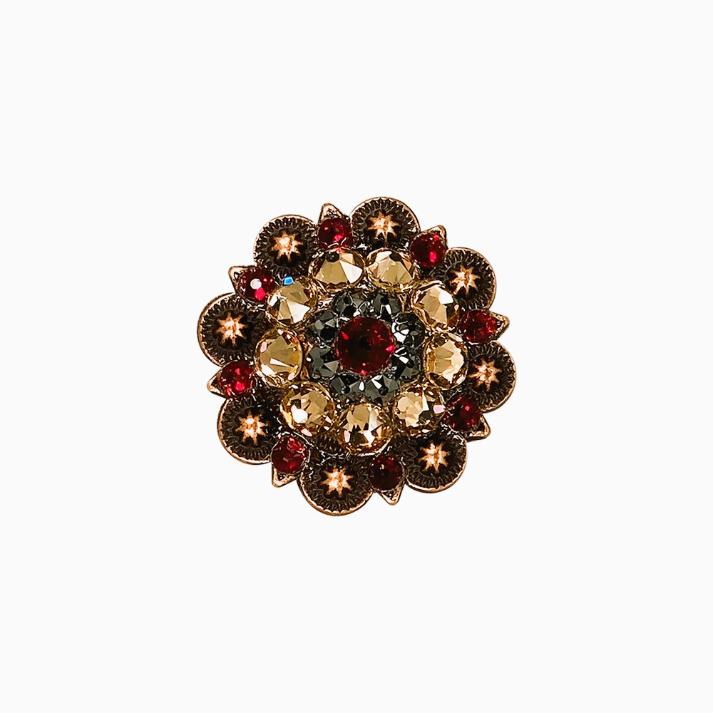 Copper Ruby - Jet - Champagne - Crystal Conchos Sizes from 1"-3" and Buckles