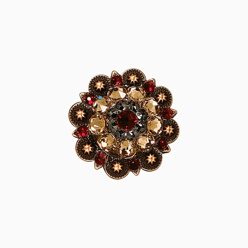 Ruby Jet & Champagne Copper 1.5" European Crystal Concho - RODEO DRIVE