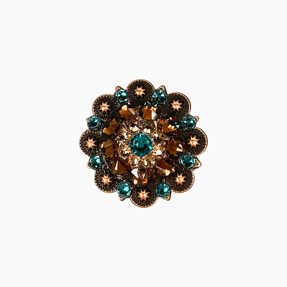 Copper Teal - Champagne - Topaz - Crystal Conchos Sizes from 1"-3" and Buckles