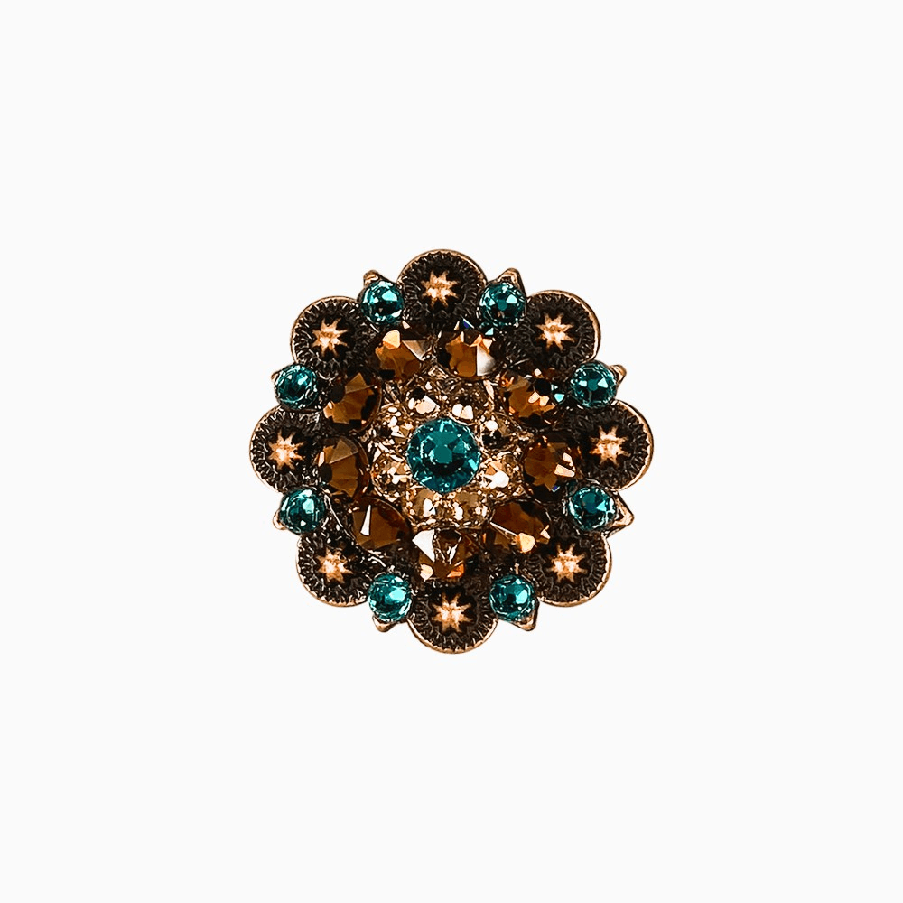 Teal Champagne & Topaz Copper 1.5" European Crystal Concho - RODEO DRIVE