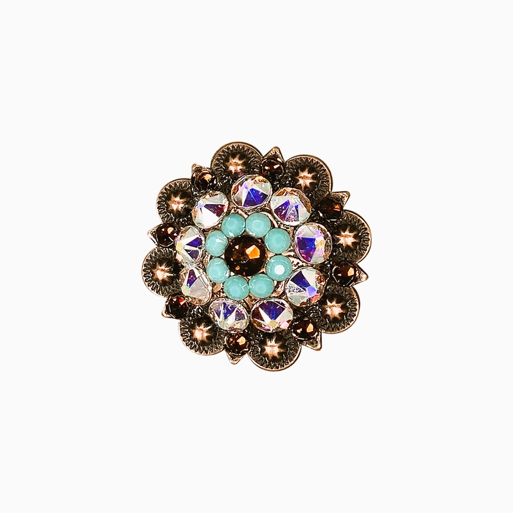 Copper Topaz - Turquoise - AB - Crystal Conchos Sizes from 1"-3" and Buckles