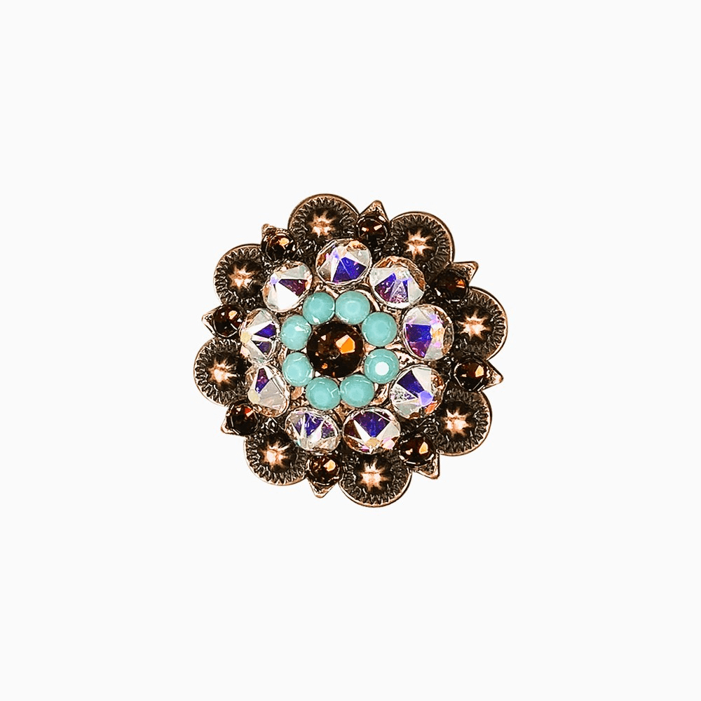 Topaz Turquoise & AB Copper 1.5" European Crystal Concho - RODEO DRIVE