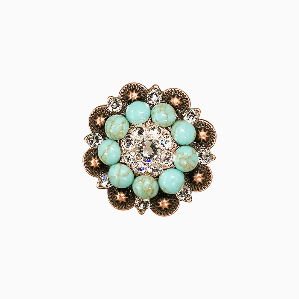 Copper Turquoise - Clear - Crystal Conchos Sizes from 1