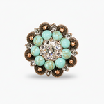 Copper Turquoise - Clear Crystal Conchos | Sizes 1"- 3" | Buckles | Saddle Set | Leather Rosettes | Slide