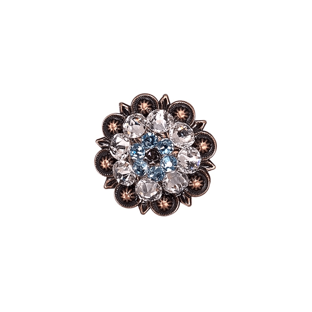 Amethyst, Aqua & Clear Copper 1.25" European Crystal Concho - RODEO DRIVE