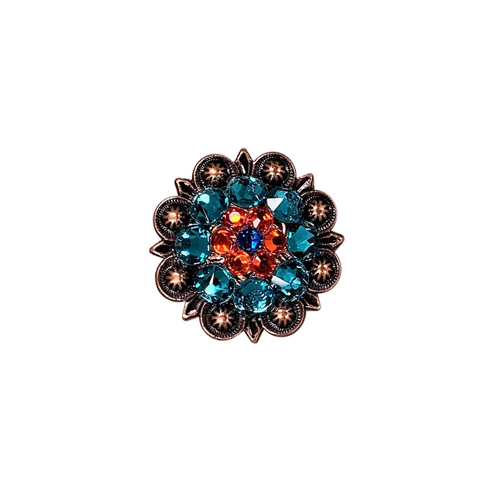 Copper Capri - Fire Opal - Teal - Crystal Conchos Sizes from 1"-3" and Buckles