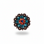 Copper Capri - Fire Opal - Teal Crystal Conchos | Sizes 1"- 3" | Buckles | Saddle Set | Leather Rosettes | Slide