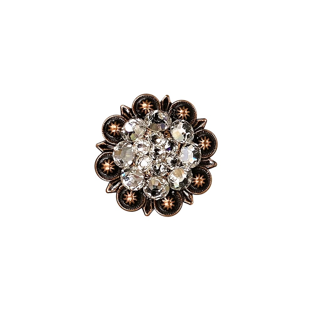 Copper Clear Crystal Conchos Sizes from 1"-3" and Buckles