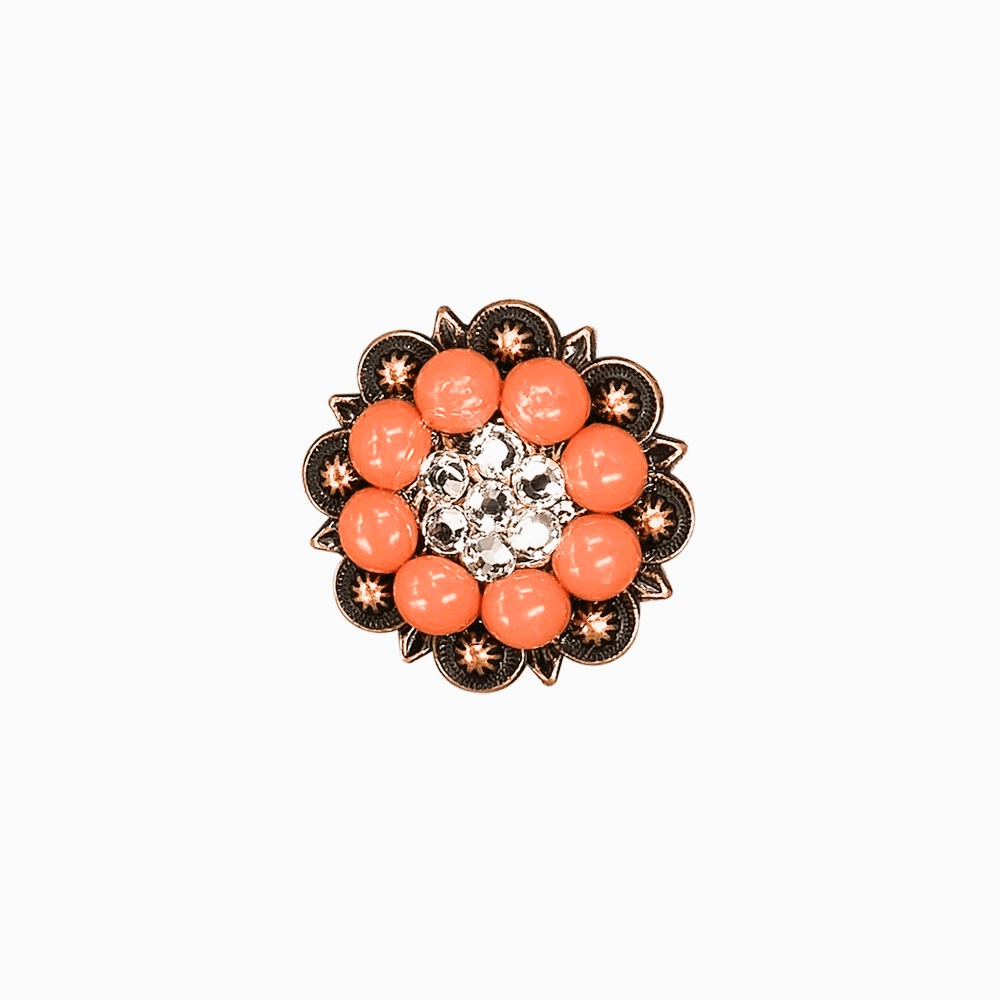 Fashion Coral & Clear Copper 1.25" European Crystal Concho - RODEO DRIVE